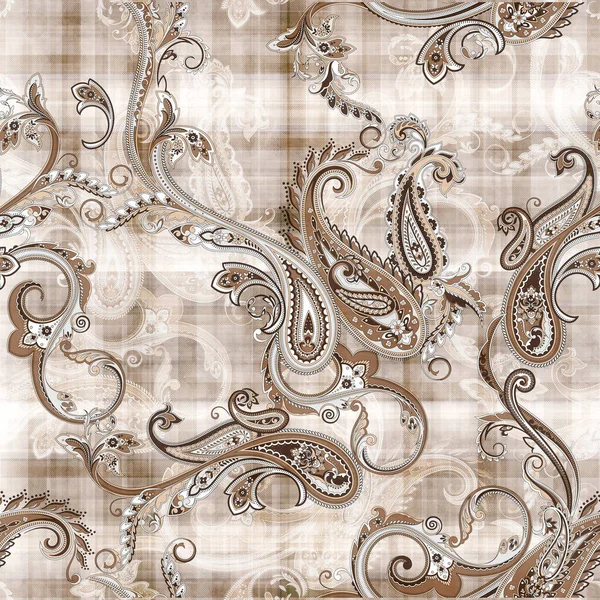 Motif Paisley Classique Ornemental Sans Couture Avec Fond Texturé Éléments — Photo