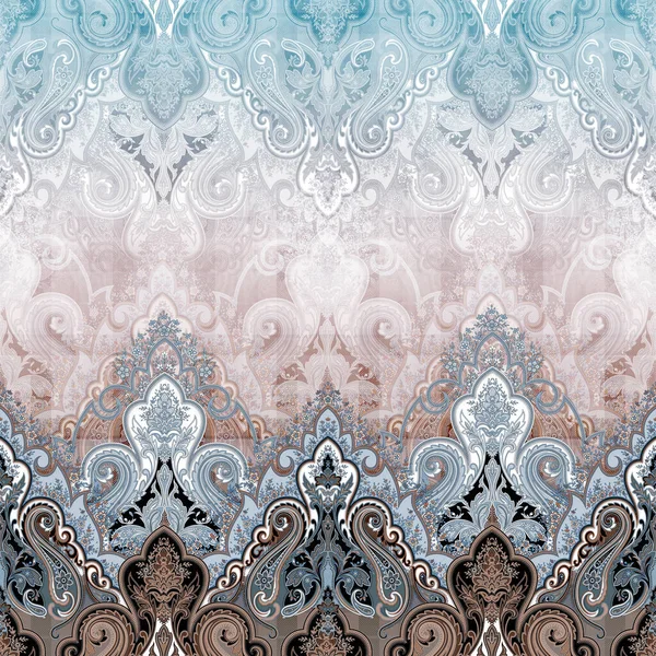Seamless Ornamental Classic Paisley Border Textured Background Classic Paisley Elements — Stockfoto