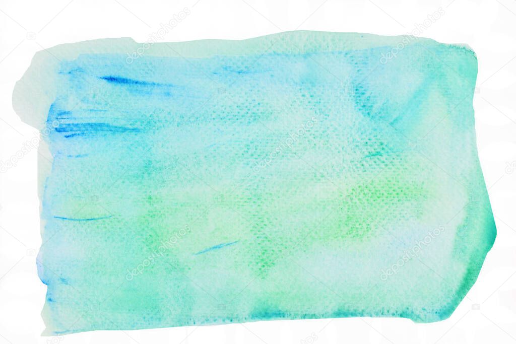 Abstract pattern square with blue and green color on white background , Illustration watercolor hand draw and painted on paper