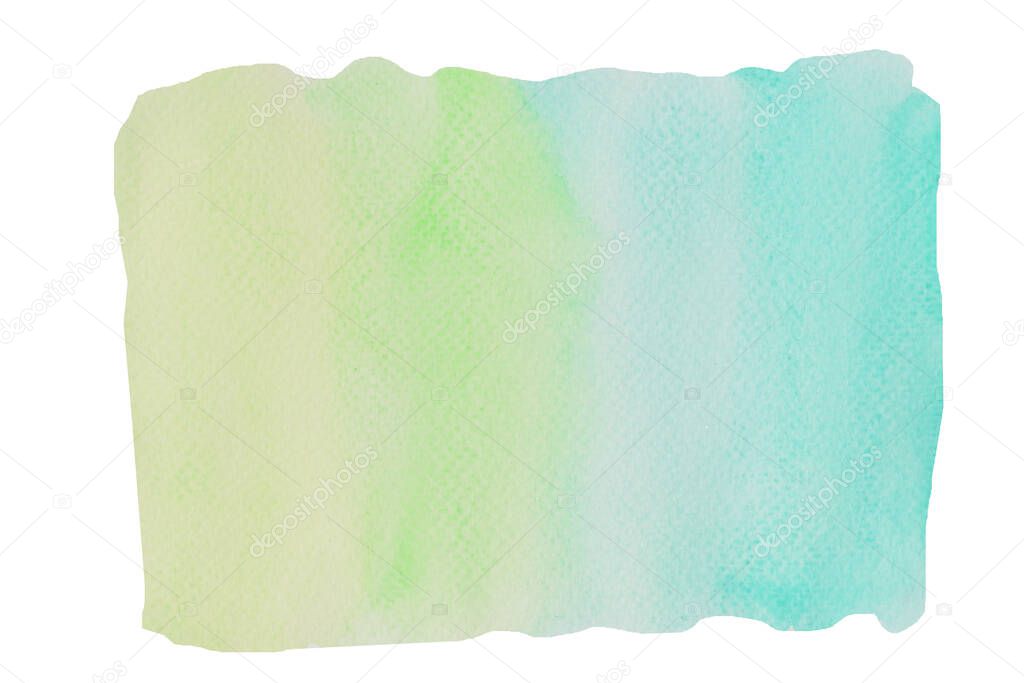 Abstract pattern blue and green color on white background , Illustration watercolor hand draw and painted on paper