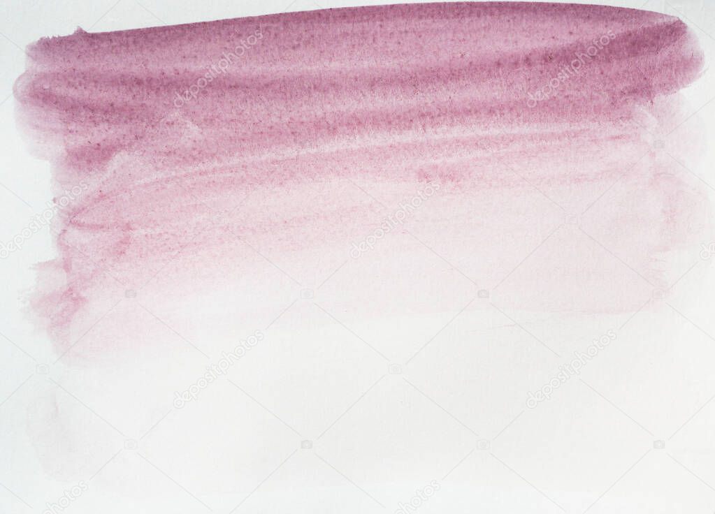 Watercolor stroke and spray on white paper , Abstract background by hand drawn purple isolated