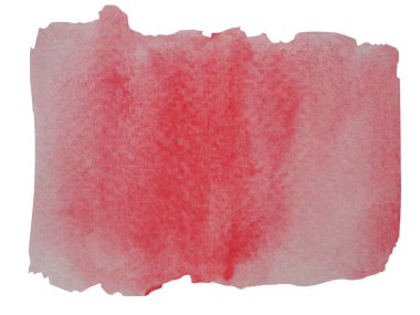 Beyaz kağıda suluboya vuruşu ve sprey, beyaz arkaplanda izole edilmiş kırmızı ve pembe renkli damlalar ile soyut arkaplan