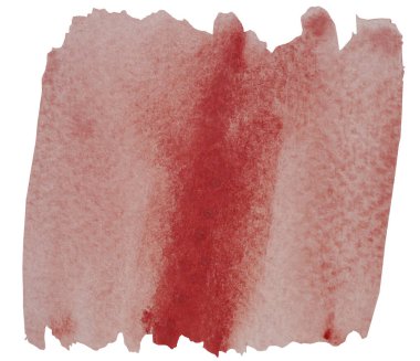 Beyaz kağıda suluboya vuruşu ve sprey, beyaz arkaplanda izole edilmiş kırmızı ve pembe sıvı damlatarak elle çizilmiş soyut arkaplan