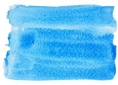 Soyut arkaplan ve doku deseni beyaz arkaplanda izole edilmiş mavi renk akışı, resimli suluboya el çizimi ve kağıt üzerine boyanmış