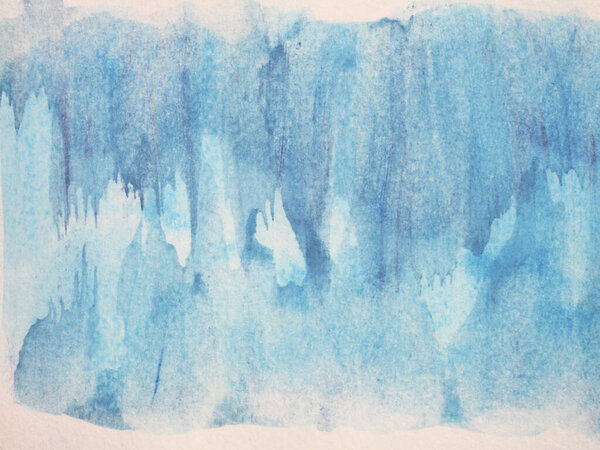 Abstract background and texture pattern blue color flow on white background, Illustration watercolor hand draw and painted on paper