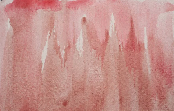 Beyaz kağıda suluboya vuruşu ve sprey, kırmızı sıvı damlalı kahverengi elle çizilmiş soyut arkaplan