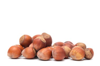 Fındık. Beyaz arka plan üzerinde izole taze organik fındık. Somun makro. Koleksiyonu.