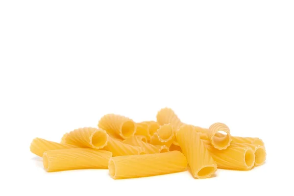 Uncooked Short Tubes Shape Pasta Also Known Tortiglioni Elicoidali Isolated — Stock Photo, Image