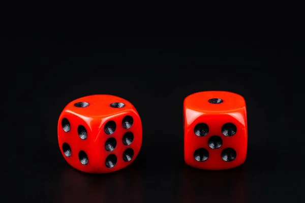 Two Red Casino Dices Black Background — Stock Photo, Image