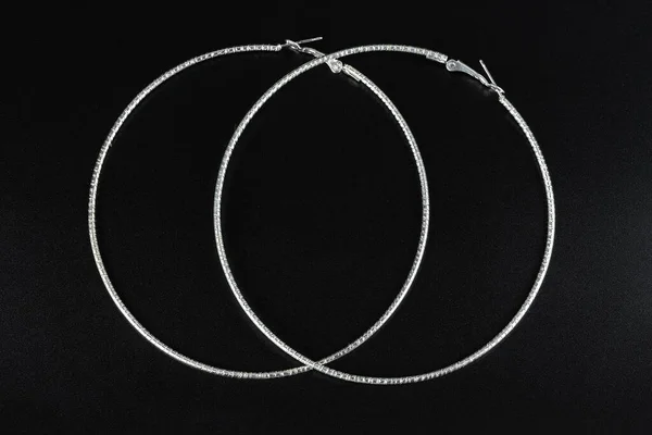 Diamond Earrings Jewelry Luxury Silver Gold Earrings Diamonds Sapphires Black — Stock Photo, Image
