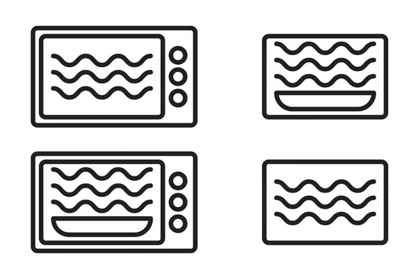 Microwave oven safe symbol vector container memasak oven terisolasi simbol aman microwave - Stok Vektor