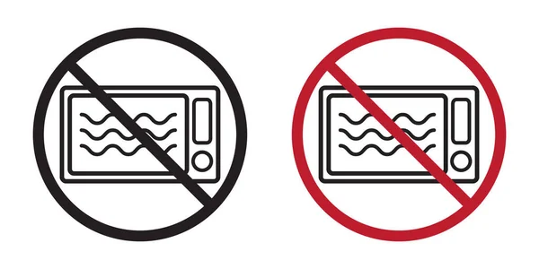 Ne pas utiliser le symbole micro-ondes. Icône du four en cercle croisé avec du texte dessous. Noir et blanc, version rouge. Illustrations De Stock Libres De Droits