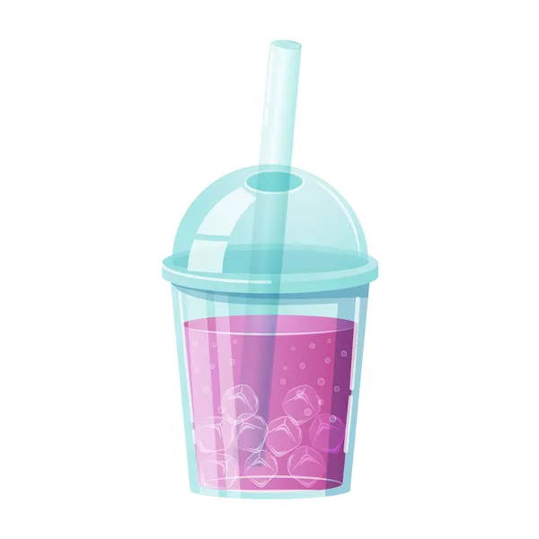Vector cítrico limonada icono. Refrescante bebida cítrica de verano en taza de plástico para café de la calle de diseño. — Vector de stock