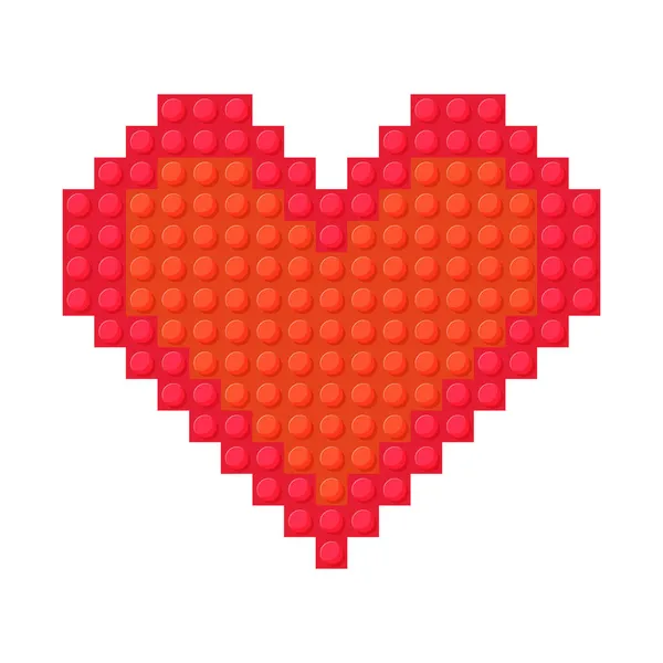 Rotes Herz aus Kunststoff auf weißem Hintergrund aus Bausatz — Stockvektor