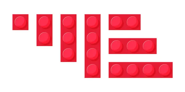Nastavte plastové bloky. Vektorová ilustrace kostek hraček v růžových barvách na bílém pozadí. — Stockový vektor