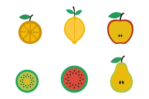 Conjunto de frutas icono. Plantilla de símbolo de paquete de frutas para colección gráfica y de diseño web — Archivo Imágenes Vectoriales