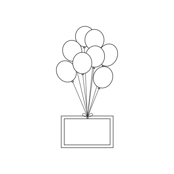Ballonger enkel ritning kontur för målarbok vektor illustration — Stock vektor