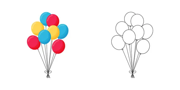 Balonlar boyama kitabı çizimi için basit çizim ana hatları — Stok Vektör