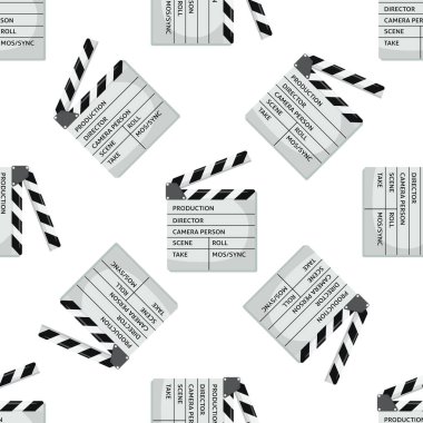 Tasarımınız için sinema ya da film alkışları kusursuz desen. Film alkışlama tahtası. Düz Renk Vektör İllüstrasyonu