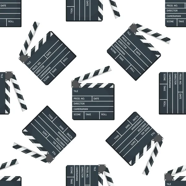Cinema ou filme clapper padrão sem costura para o seu projeto. Placa de palmas de filme. Ilustração vetorial de cor plana — Vetor de Stock
