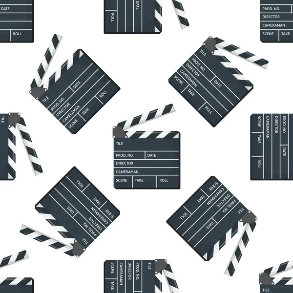 Cinema ou filme clapper padrão sem costura para o seu projeto. Placa de palmas de filme. Ilustração vetorial de cor plana — Vetor de Stock