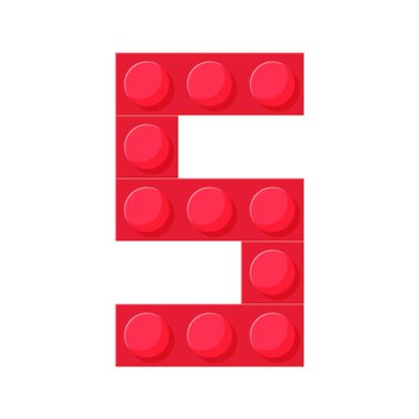 Beş numaralı plastik bloklar. Düz stil. Vektör illüstrasyonu