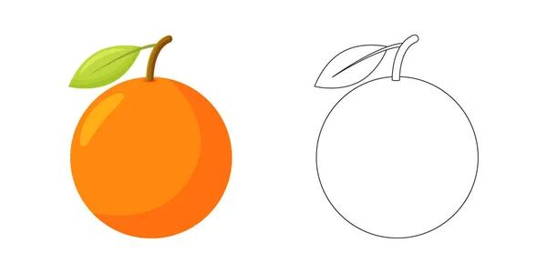 Orange Silhouette Kinder Malbuch Obst Und Gemüse Vektorillustration — Stockvektor