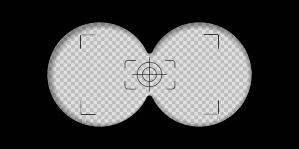 Vista desde los prismáticos ver vector visión lente militar. Espía binocular observación observación avistamiento objetivo aislado — Vector de stock