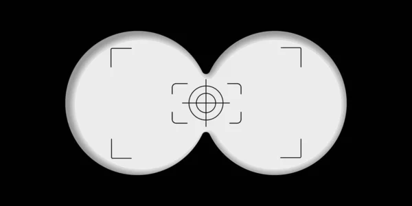 Vista a partir dos binóculos ver visão lente vetorial militar. Espião binocular vista observação avistamento isolado objectivo viewfind — Vetor de Stock