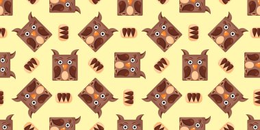 Baykuşun kusursuz vektör deseni. Arkaplanda kare baykuş