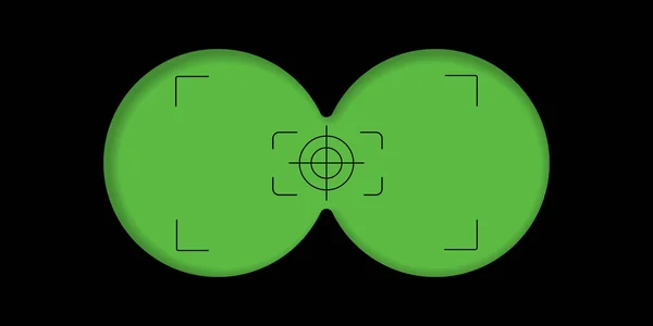 Vista desde los prismáticos ver vector visión lente militar. Avistamiento de observación binocular espía aislado — Vector de stock