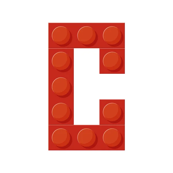 Plastic building blocks alphabet. The letter C. — Vetor de Stock