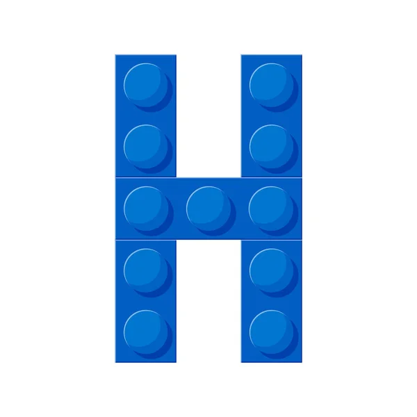 Plastic building blocks alphabet. The letter H. — Stock Vector