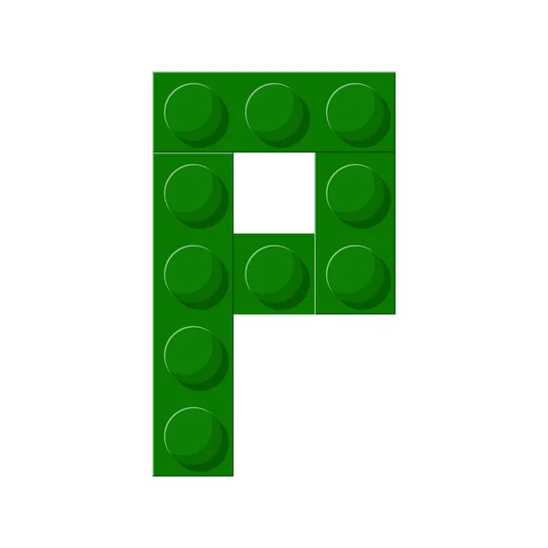 Alphabet blocs de construction en plastique. La lettre P — Image vectorielle