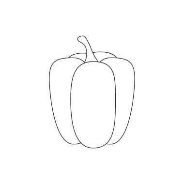 Beyaz arka planda izole edilmiş çan biberi çizimi çizimi. Tatlı çan biberi vektör çizgi film renklendirme sayfası.