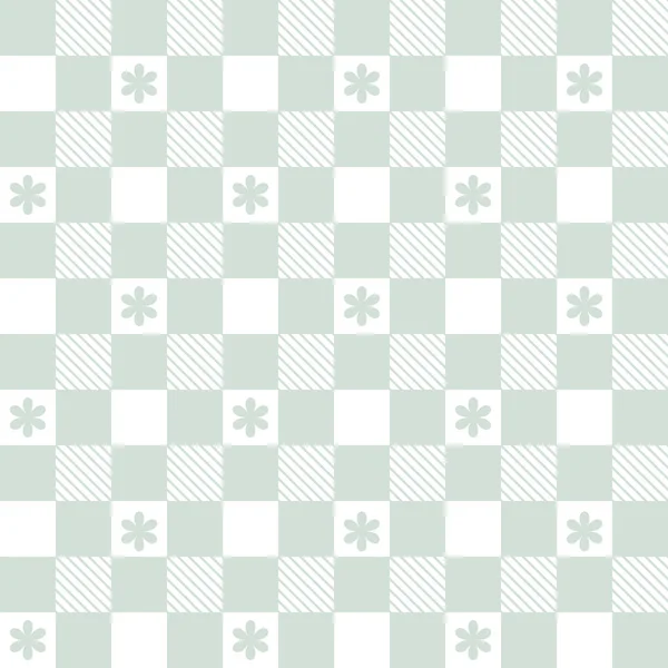 Teste padrão de Gingham com flores. Gráfico de xadrez sem costura vichy check para cachecol, toalha de mesa, embalagem, embalagem. —  Vetores de Stock
