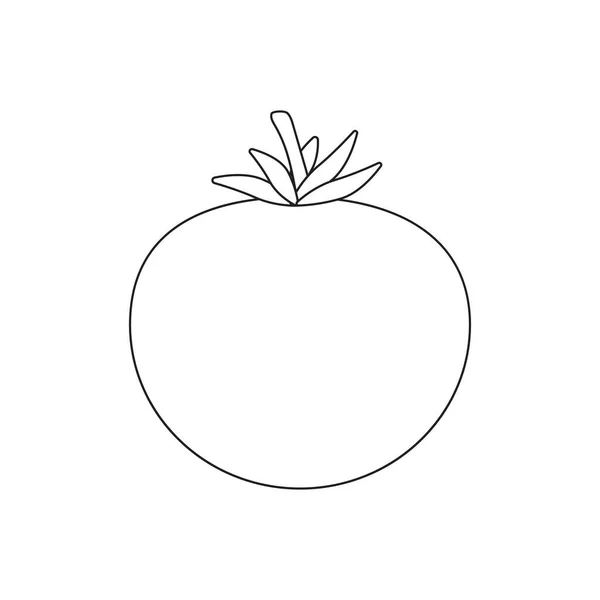 Illustration Vectorielle Dessin Animé Noir Blanc Objet Alimentaire Légume Tomate — Image vectorielle