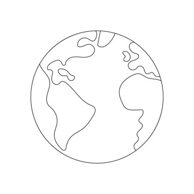 Dünya çizimi olan anaokulu çocukları için boyama kitabı sayfası. Vektör illüstrasyonu beyaz arkaplanda izole edildi.