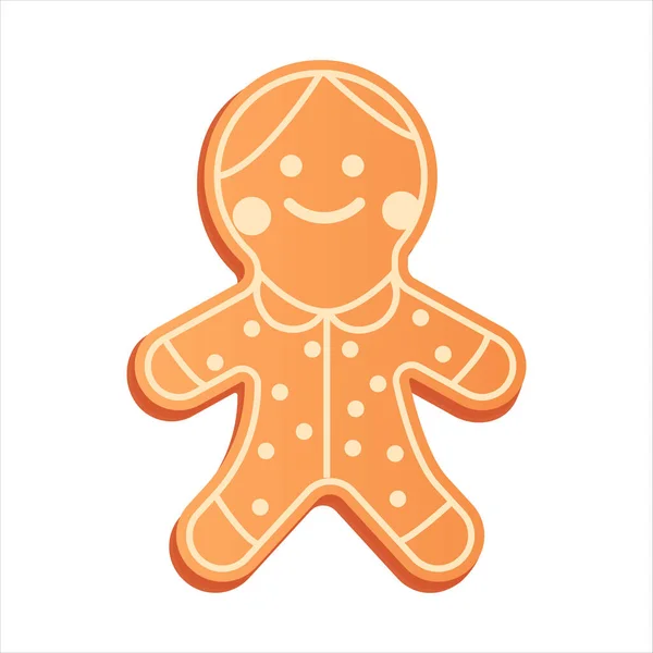 Holiday pepparkakor man kaka. Cookie i form av en man med färgad glasyr. Gott nytt år dekoration. — Stock vektor