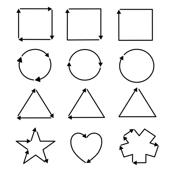 矢量插画集 箭头符号在各种几何形状的网页图形设计中 在白色背景下 — 图库矢量图片