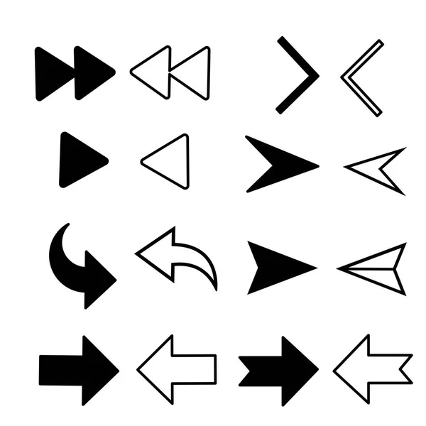 Conjunto Ilustração Vetorial Símbolos Seta Várias Formas Geométricas Web Design — Vetor de Stock