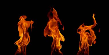 Soyut ısı enerjisi yığını oluşturun. Kırmızı, turuncu ve sarı. Gece yakıtı, çok sıcak, siyah bir arka planda izole..