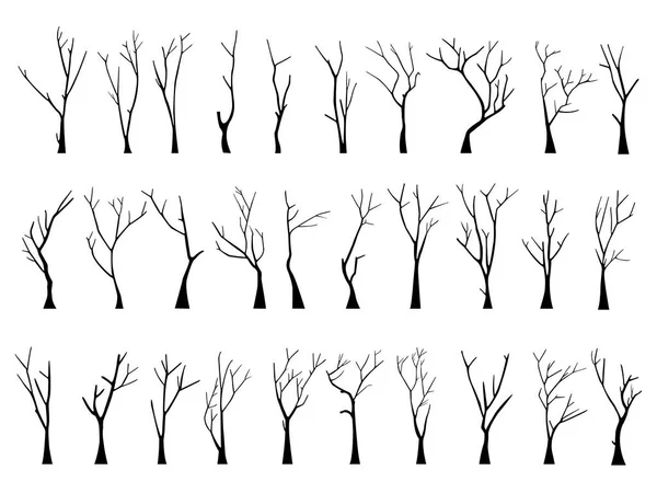 Παλιό Γυμνό Νεκρό Δέντρο Σιλουέτα Που Χωρίς Τρομακτικά Φύλλα Χέρι — Διανυσματικό Αρχείο