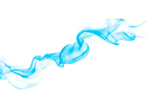 Kék Füst Vagy Ködcsoport Örvénylő Mozgása Fehér Alapon Elszigetelt Elvont — Stock Fotó