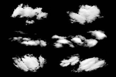 Siyah arkaplanda izole edilmiş tasarımlar için sis, beyaz bulutlar veya sis kümesi