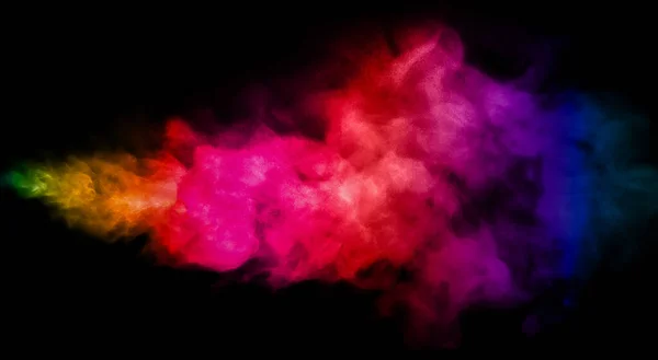 Крупный План Плавающего Цветного Дымового Баллончика Изолированного Черном Фоне — стоковое фото