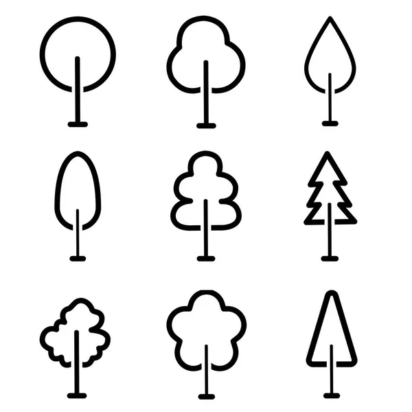 Set Black Tree Icons Simple Modern Various Icons Web App — Stockvector