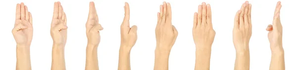 Determinar Gesto Mano Del Hombre Para Levantar Cuatro Dedos Aislado — Foto de Stock
