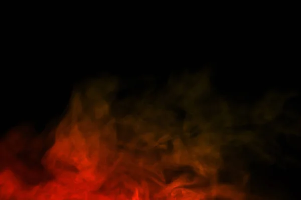 Nahaufnahme Von Schwimmenden Bunten Dampfrauchspray Isoliert Auf Schwarzem Hintergrund — Stockfoto