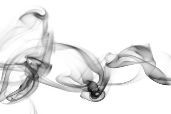 Αφηρημένος Μαύρος Γκρίζος Καπνός Κινείται Λευκό Φόντο Σχεδιασμός Φωτιάς Ατμού — Φωτογραφία Αρχείου